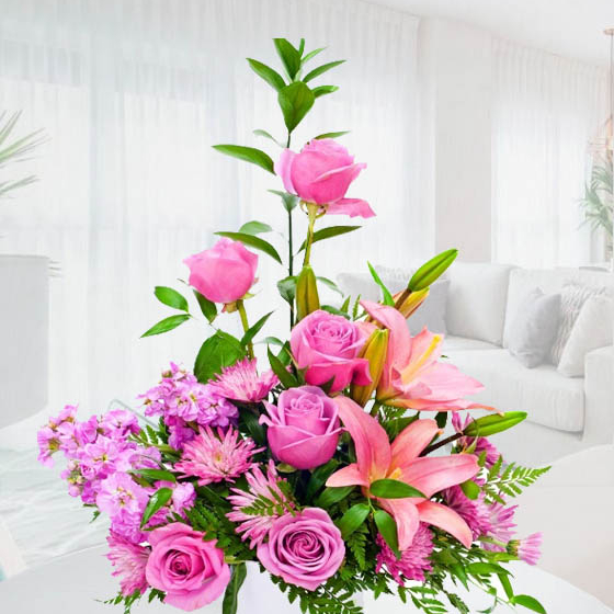 Centro Rosas y Liliums Rosados