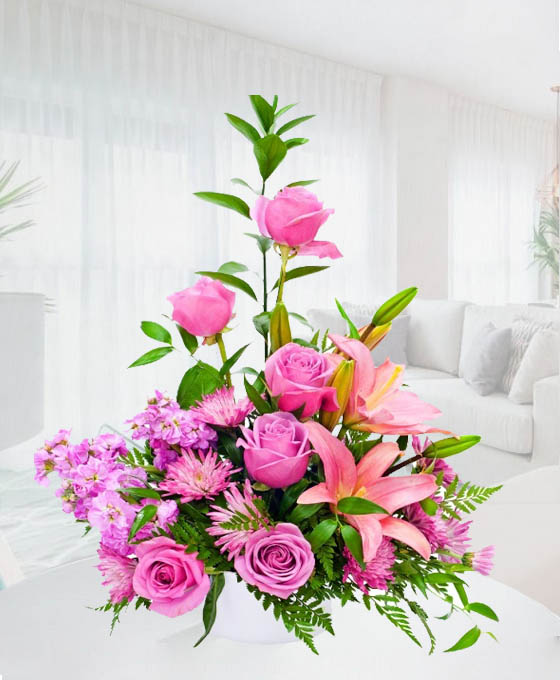 Centro Rosas y Liliums Rosados