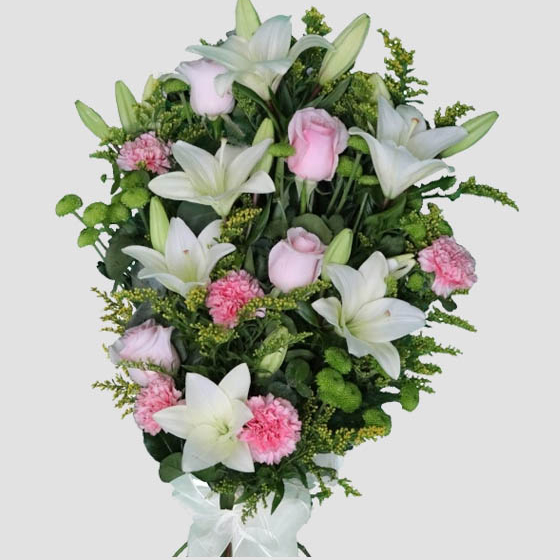Ramo Funerario Blanco y Rosa
