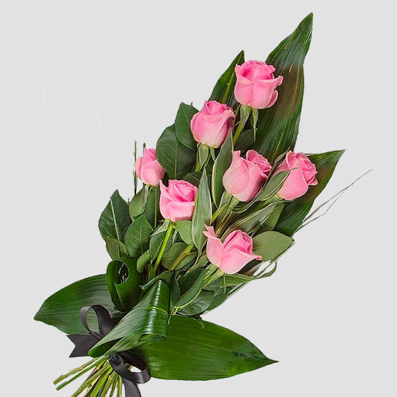 Ramo Funerario 7 Rosas Rosadas