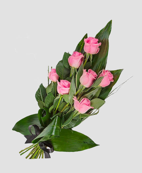 Ramo Funerario 7 Rosas Rosadas